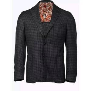 GEMELLI Mens Blazer IT 42/ US 32 Black Gray Check Two-Button Patch Pocket #R1